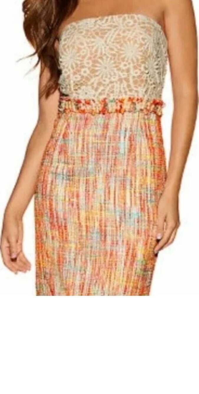 Boston Proper Embellished Crochet and Tweed Sheath Dress Size 4